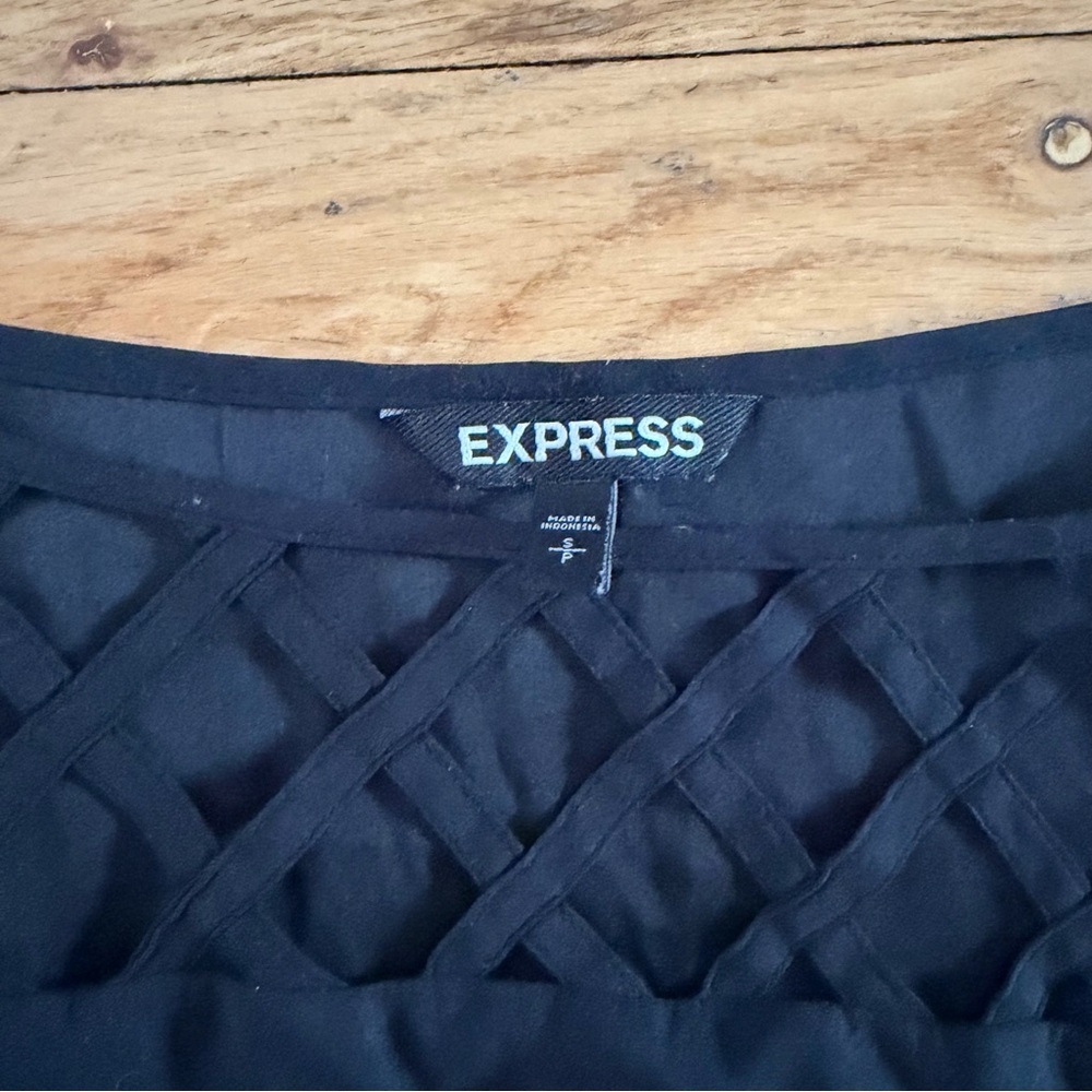 Black Blouse with Interlacing/Cutouts from Express - Picture 2 of 5